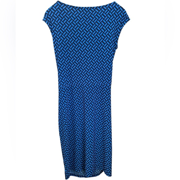 Ralph Lauren Women Midi Sleeveless Summer Blue Geometric with Belt Dress Size 8 - Picture 2 of 10